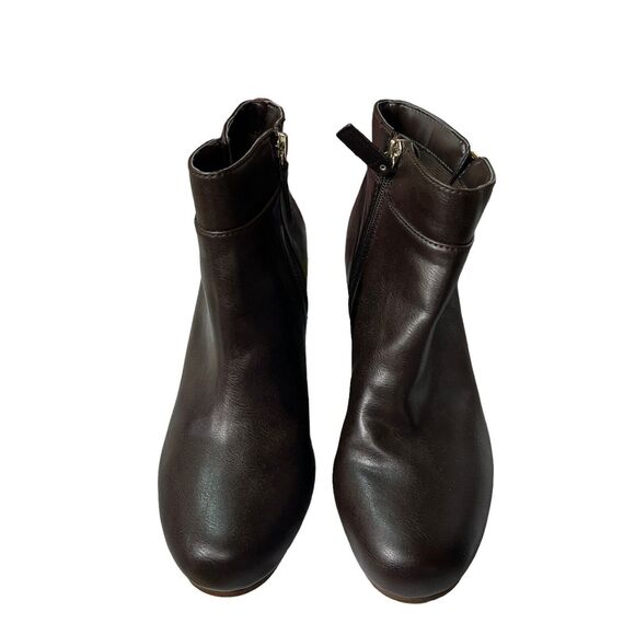 Dr. Scholl's Shoes Womens 10M Brown Ankle Bootie Daina Wedge Heel Side Zip Boots - Picture 1 of 10